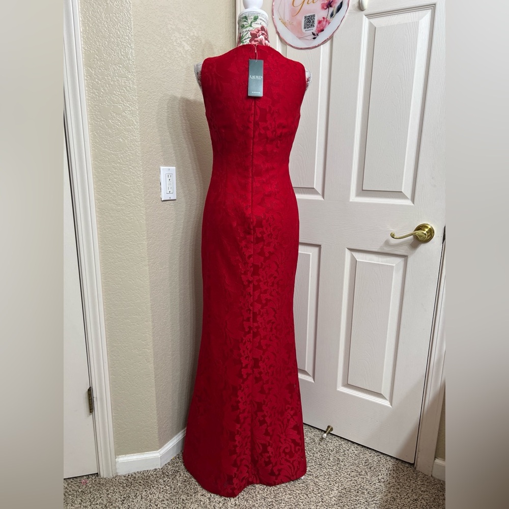 Lauren Ralph Lauren Red Lace Maxi Dress - Picture 4 of 11